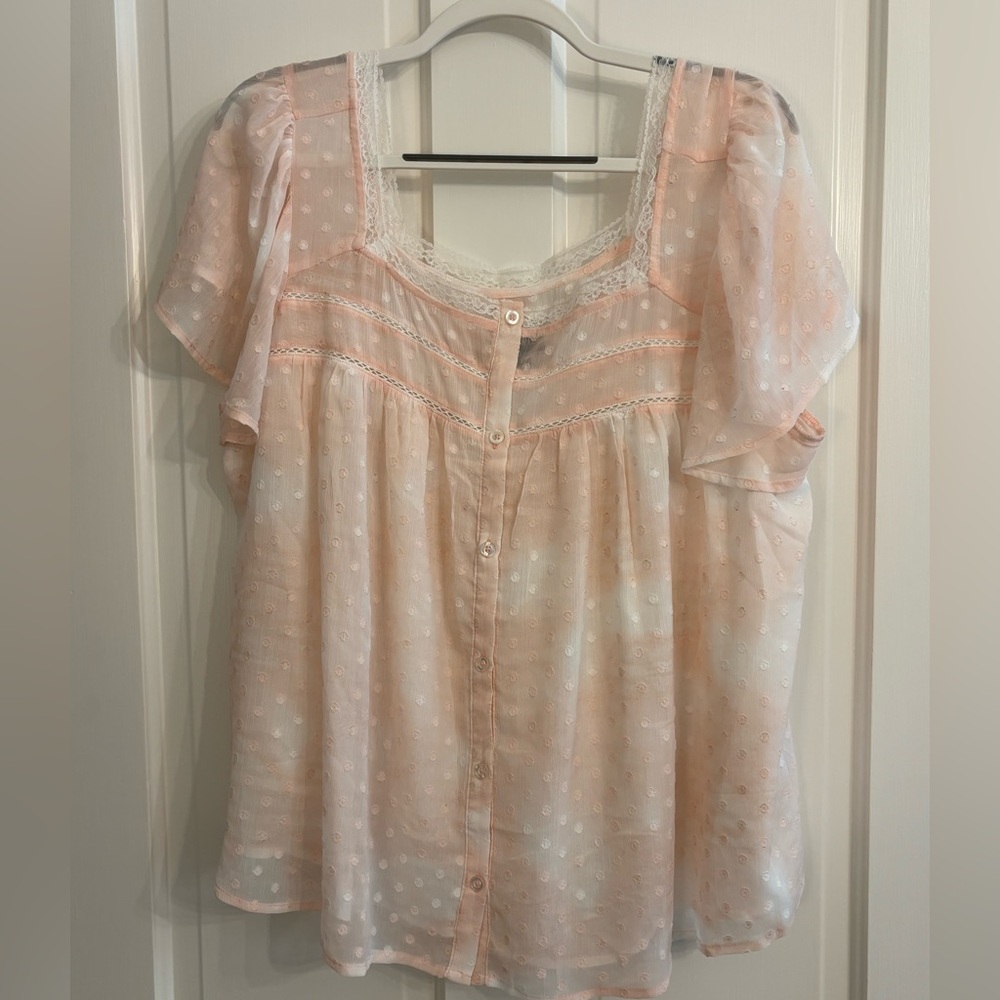 Torrid Peach Lace-Trimmed Women's Top